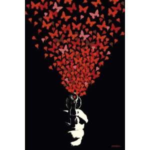 Poster Love Gun   Schmetterlinge aus der Pistole   Waffe Liebe Lounge 