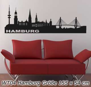 Wandtattoo Wandaufkleber Skyline Stadt Hamburg   WT04  