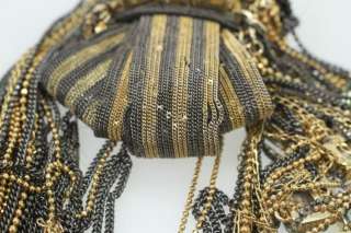 Henri Bendel Gold & Gunmetal Jeweled Multichain Bow Detail Necklace 