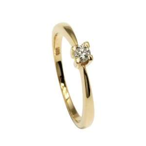 Bella Donna Damen Ring 14 Karat Gelbgold 1 Diamant 0,12ct. weiss 