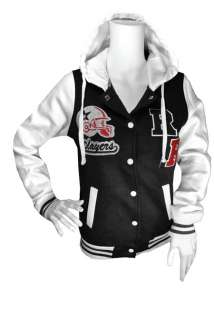Hooded R Letterman Players Baseball Varsity Jacket Womens Size 8 12 