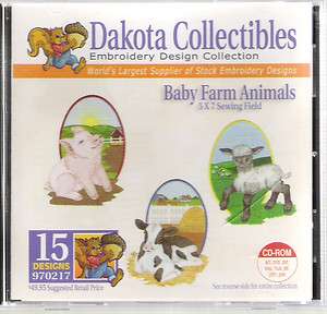 EMBROIDERY MACHINE DESIGN CD ~ BABY FARM ANIMALS ~ REALLY CUTE  