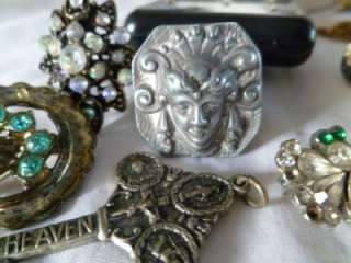   JEWELRY LOT SIGNED MONET NAPIER ROMAN POISON RING CLOCK PIN  