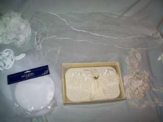 Lot 9 Bridal Wedding Items Headpiece Appliques Pearl Sequin Lace Veil 