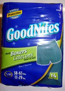GoodNites Sleep Boxers Boys S M (14 Boxers) 56 Total  