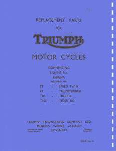 Triumph Parts Manual Book 1952 Thunderbird 6T  