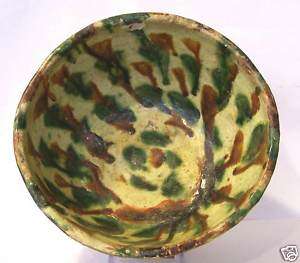 Ancient Islamic Glazed Deep Ceramic Bowl  