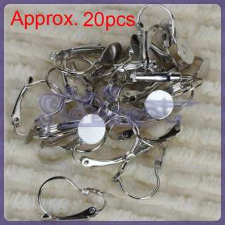 20p Silver Plated Lever Back Earring Hooks 8mm Flat Pad  