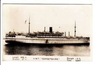 HMT Dorsetshire Warship Battleship Ship RPPC Old Postcard Vintage 