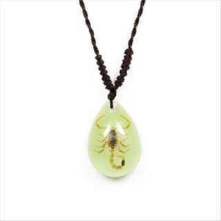 Insect Necklace   Chinese Golden Scorpion (Glow)  