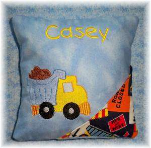 Personalized Boys Tooth Fairy Pillow Dump Truck Design  
