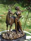 signed diana the huntress with stag pure bronze statue see