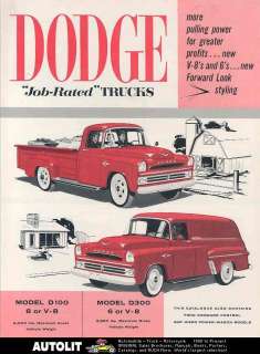 1957 Dodge B D Truck Brochure Canada Power Wagon Pickup  