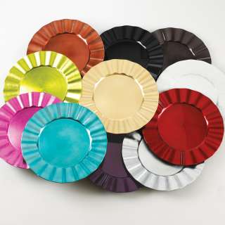   of 4 Ruffle Design Round Charger Plates 13 Inch  11 Colors Avail. New