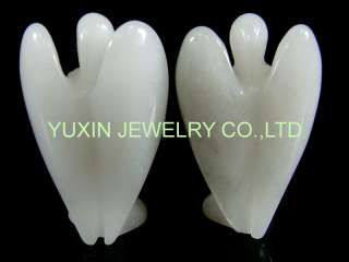 YNA196 White jade carved angel with wing figurine  