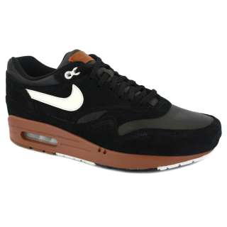   Air Max 1 Premium Mens Laced Suede & Leather Trainers Black  