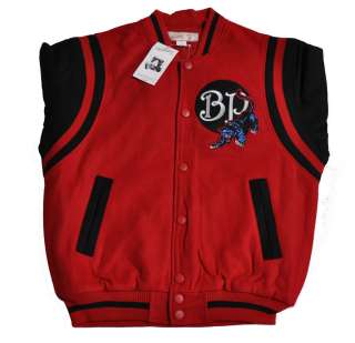 Black Panthers Red Varsity Baseball Jacket (Large  5XL)  