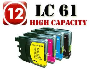 12 LC61 Ink Cartridge Set for Brother MFC 490CW Printer  