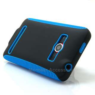 Aqua Blue Dual Flex Hard Case Gel Cover For HTC Evo 4G  