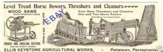 1903 ELLIS KEYSTONE THRESHER AND TREAD HORSE POWER AD  