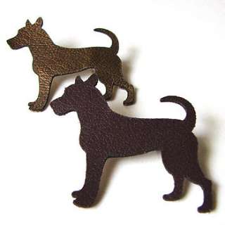 leather dog badge metallic bronze & purple