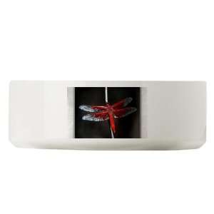  Large Dog Cat Food Water Bowl Red Flame Dragonfly 
