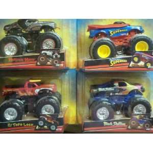  Monster Jam Lot of 4 Popular Trucks Superman, Black Chrome Monster 