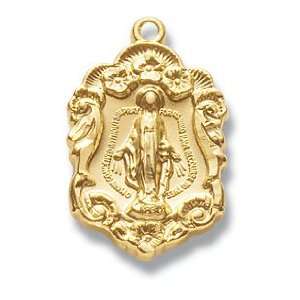 Gold Layered Over Sterling Silver Miraculous Medal St. Mary Mother of 