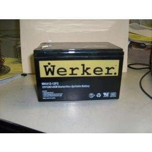   WERKER WKA12 12F2 12 VOLT, 12AH SEALED LEAD ACID BATTERY: Electronics