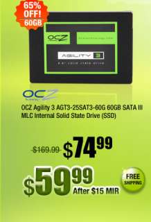 OCZ Agility 3 AGT3 25SAT3 60G 60GB SATA III MLC Internal Solid State 