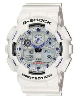 Shock Watch, Mens Analog Digital White Resin Strap GA100A 7   All 