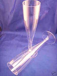 20 Disposable Plastic Champagne Flutes glasses Clear  