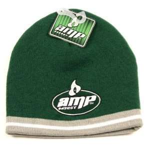  Amp Energy green beanie with gray tip hat/cap Sports 