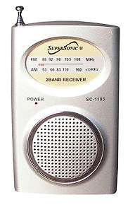 SUPERSONIC COMPACT AM/FM POCKET RADIO WITH BUILT IN SPEAKER SC 1103 