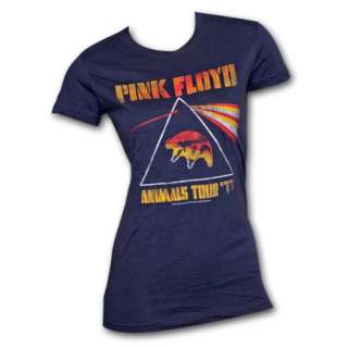 Pink Floyd Animals Tour 77 Navy Blue Juniors Graphic Tee Shirt  