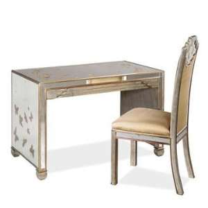     Butterfly Mirrored Desk in Antique Silver Leaf: Kitchen & Dining