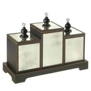  Antique Mirrored Boxes On A Tray (Set of 4) Wood & Glass 