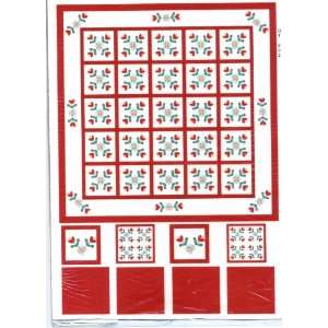  1:12 Miniature Red Applique Quilt Kit by Lindees Little 