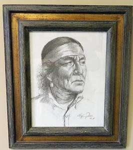   WESTERN ART Indian Male Chief BLACK & WHITE PRINT Artist Proof  