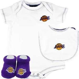 NEWBORN Baby Infant Los Angeles Lakers 3pc Onesie Bib Booties:  