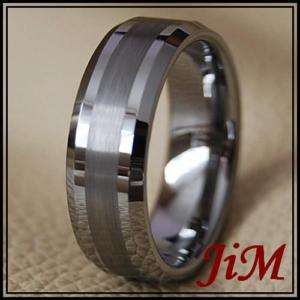 8MM TUNGSTEN STONE WEDDING BANDS MENS RINGS SIZE 10.5  
