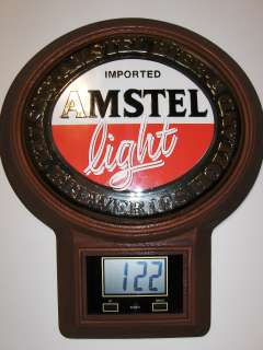 AMSTEL LIGHT BEER BAR WALL DIGITAL CLOCK SIGN MIRROR IMPORTED HOLLAND 