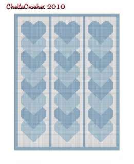 Blue Linked Hearts Afghan Crochet Pattern Graph 100st  
