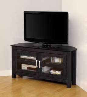 Corner or Wall Black Wood Plasma & LCD TV Stand Console  