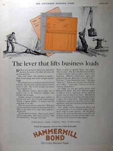 1924 Hammermill Bond leverage BUSINESS PAPER print ad  
