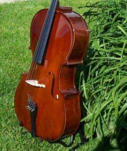 SIZE CONCERT CELLO w/ BOW, CASE, STAND + WARRANTY   