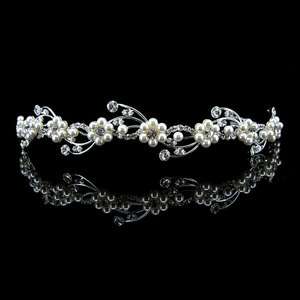 Wedding Faux Pearl Crystal Bridal Flower Girl Tiara Headband  