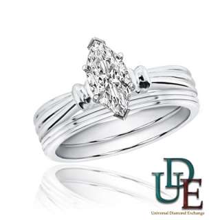 Diamond Bridal Wedding Ring Set 1.00ct Marquise Cut 14K White Gold 