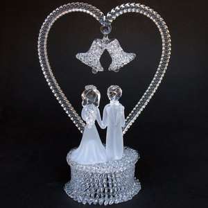 Bride and Groom Figurine Glass Wedding Cake Top Topper  