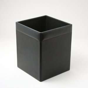  Black Leather Square Waste Basket